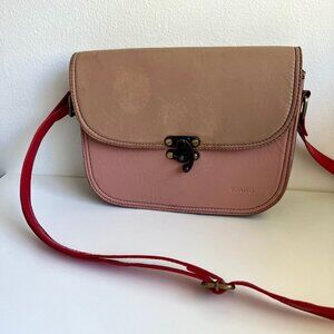 Soruka Leather Crossbody Bag in Pink, Brown and Red